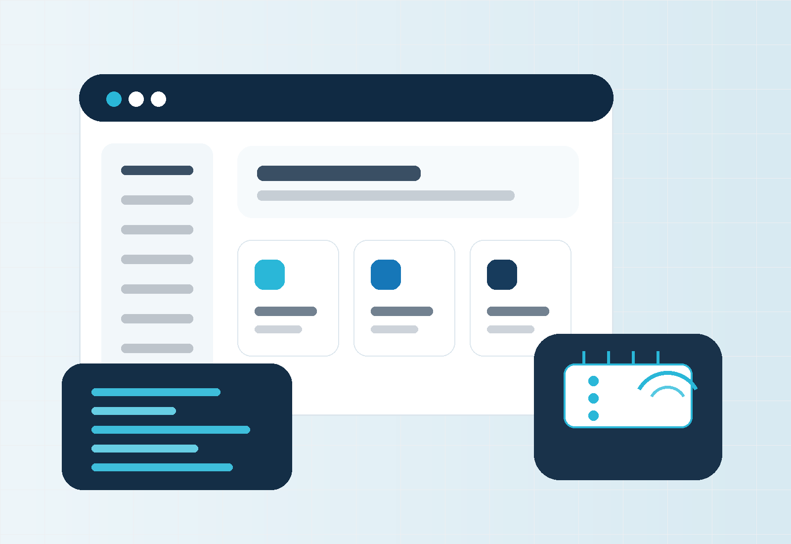 Ilustración técnica de software, dispositivos y sistemas